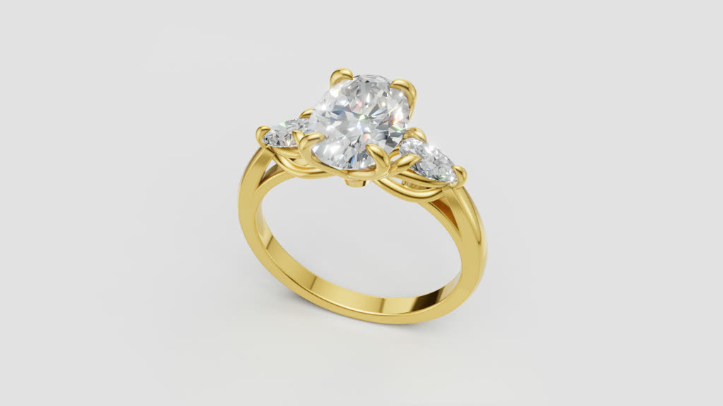 Three-stone ring, designed and made by Andrews Jewelers
